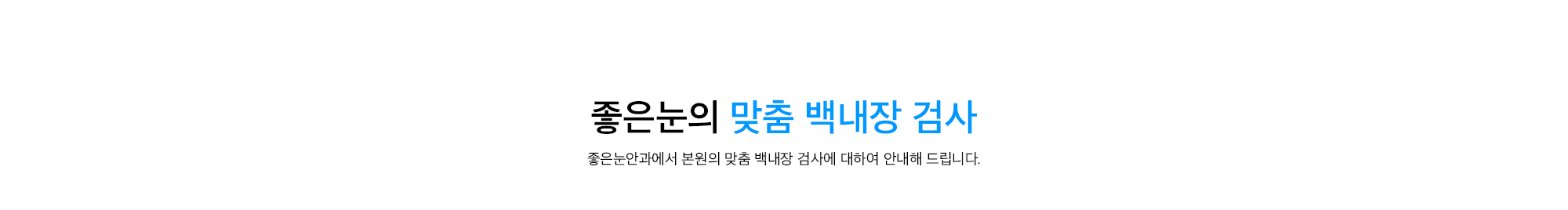 맞춤 백내장 검사